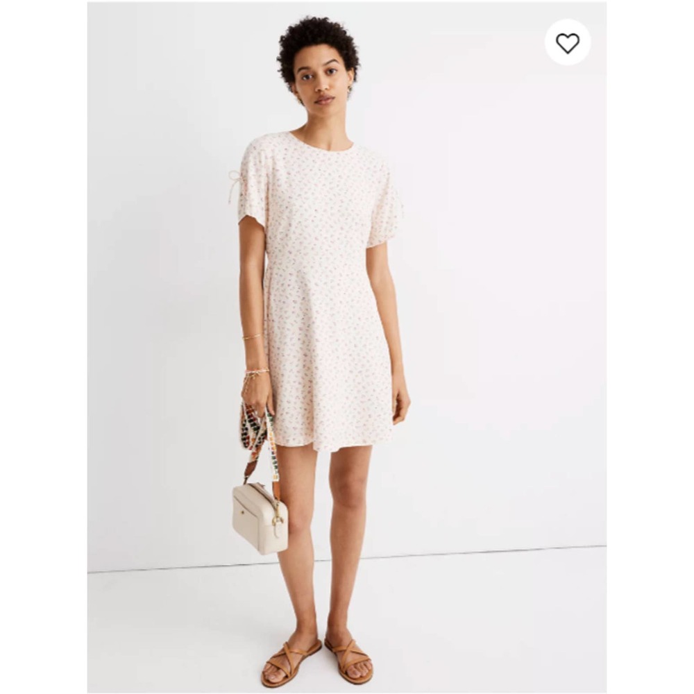 Madewell Tie-Sleeve Retro Dress in Dutch Dandelions Short Sleeve Women's Size 6